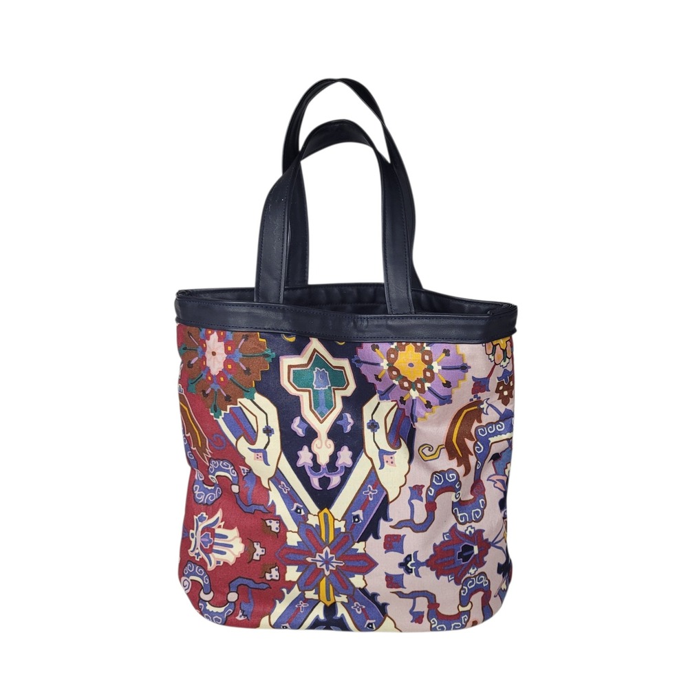 Vtg Metropolitan Museum of Art MMA Tapestry Print Tote Bag Navy Blue Made in USA